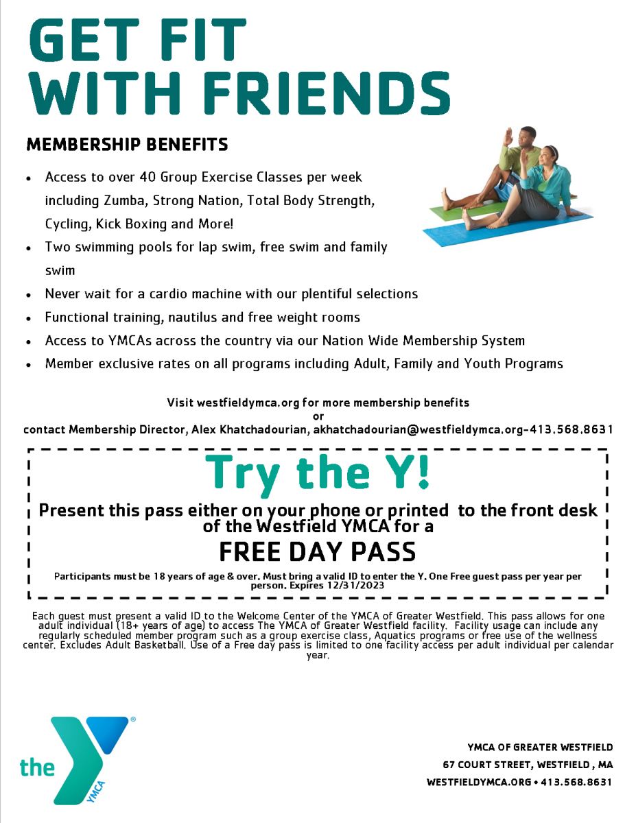YMCA DAY PASS YMCA Of Greater Westfield